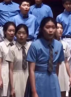 新款儿童合唱服/小学生/初中生/中学生长裙/诗歌/表演合唱团服装