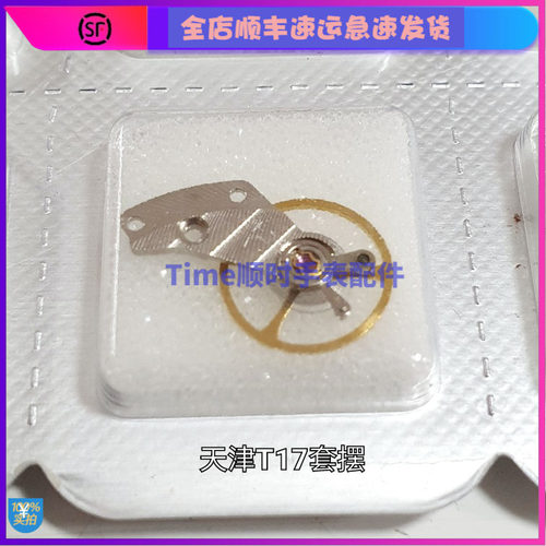 手表配件 天津T17全套摆总成游丝全摆轮带夹板摆轮国产机械表机芯