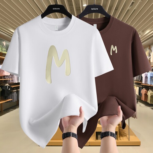 【奥莱专柜】100%重磅纯棉T恤男短袖夏季新款休闲圆领打底衫上衣