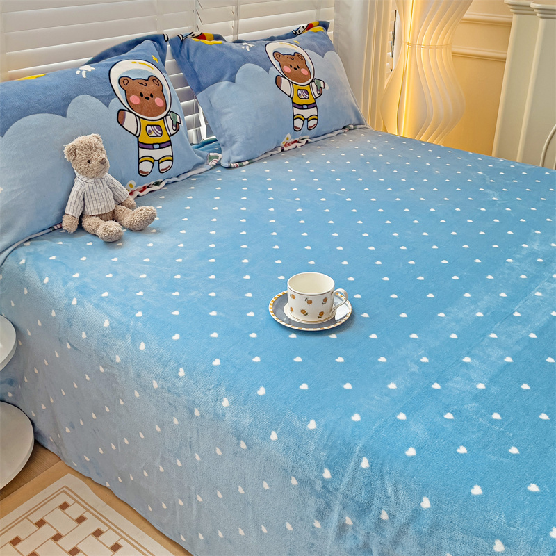 冬天加厚保暖床单单件珊瑚绒冬季