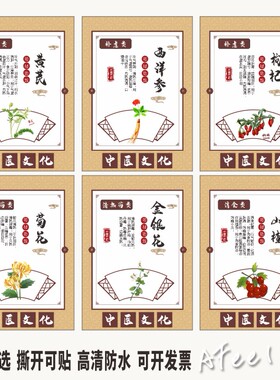 中医中草药常识养生文化墙贴文创装饰画宣传健康养生学校海报挂图