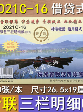青联2021C-16双色三栏明细帐16k借贷式帐页帐本账页2021账本芯