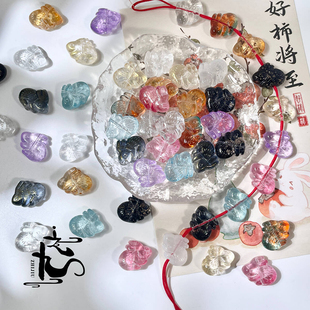 50颗14X18mm琉璃小兔子直孔水晶玉兔diy手工制作手链项链串珠材料