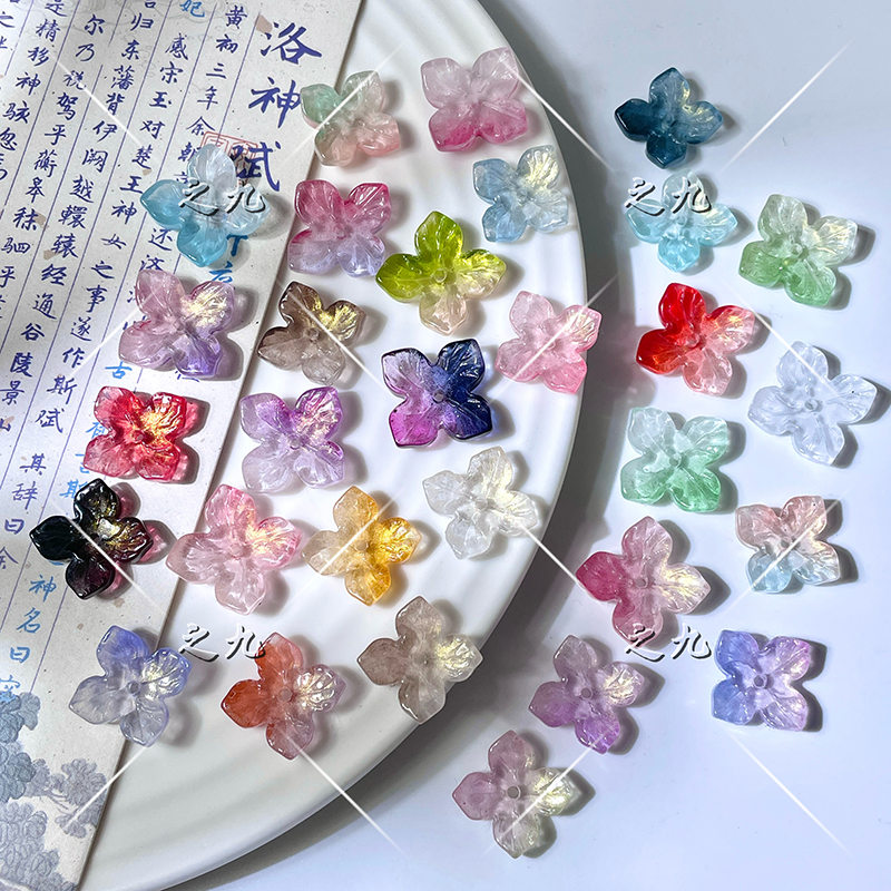 14mm绣球花琉璃花瓣diy手链配件