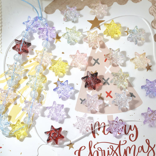 15mm琉璃六芒星横孔玻璃散珠子