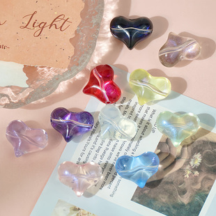 50颗14X17mm仿天然水晶爱心屁桃琉璃桃心手工diy手串项链编绳材料