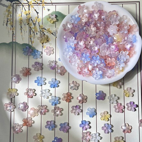 50颗10mm立体樱花琉璃中孔花朵小花diy古风发簪头饰手工制作材料 - 封面