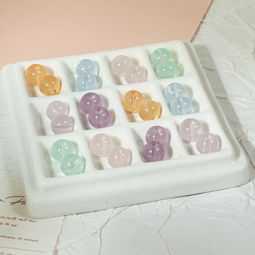 仿天然水晶琉璃珠冰种透体散珠子