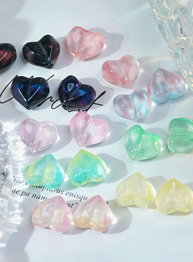 50颗12x14mm琉璃切面爱心玻璃小桃心散珠diy手工制作手串项链材料
