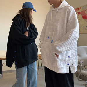 EQ99 情侣装连帽卫衣男华夫格下摆开叉小设计2024新款秋装外套P58图片