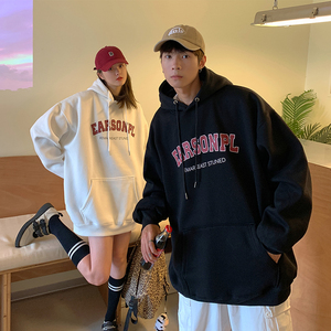 EQ96 情侣装连帽卫衣男女学生2024新款简约字母印花外套学院风P63图片