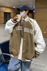 EQ83 镂空绣花玉米粒拼色外套男秋装夹克2024新款棒球服学院风P93图片