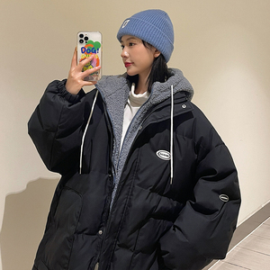 EY105 冬季新款港风男女加绒加厚假两件羊羔毛衣服外套 P148图片