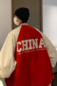 EQ106  红元素棒球服外套男呢料刺绣秋装夹克2024新款 P115图片