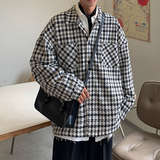 EQ98小香风千鸟格外套男2024新款秋装夹克学院风ins港风潮P90，男装夹克，电商C306-1
