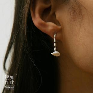 如此银作原创设计 纯银珍珠花朵耳环高级感时尚百搭小众设计耳钉