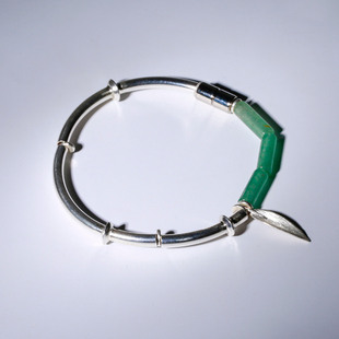 如此银作原创手作99纯银待听风声细手串竹叶女款手链简约时尚饰品