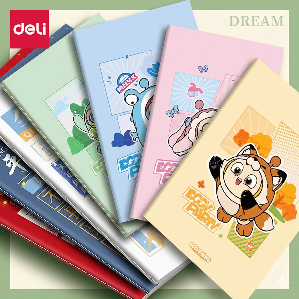 得力蛋仔派对A5/B5缝线本40张8mm横线小学生书写笔记事本软面抄