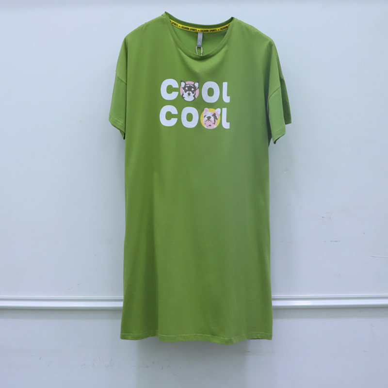 清仓特价佰伦世家睡衣女夏季短袖睡裙休闲宽松大码家居服纯棉薄款