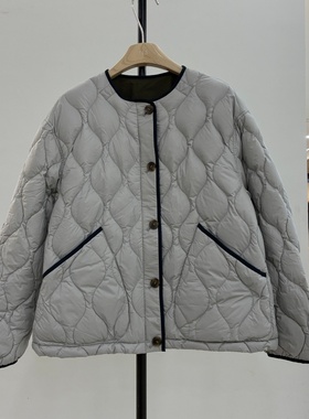 欧货25冬百搭立领短款两面穿羽绒服女宽松显瘦白鸭绒保暖外套766