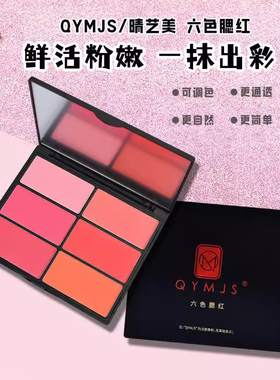 晴艺美六色腮红盘多色组合影楼化妆师舞台妆专用平价粉色橘色胭脂