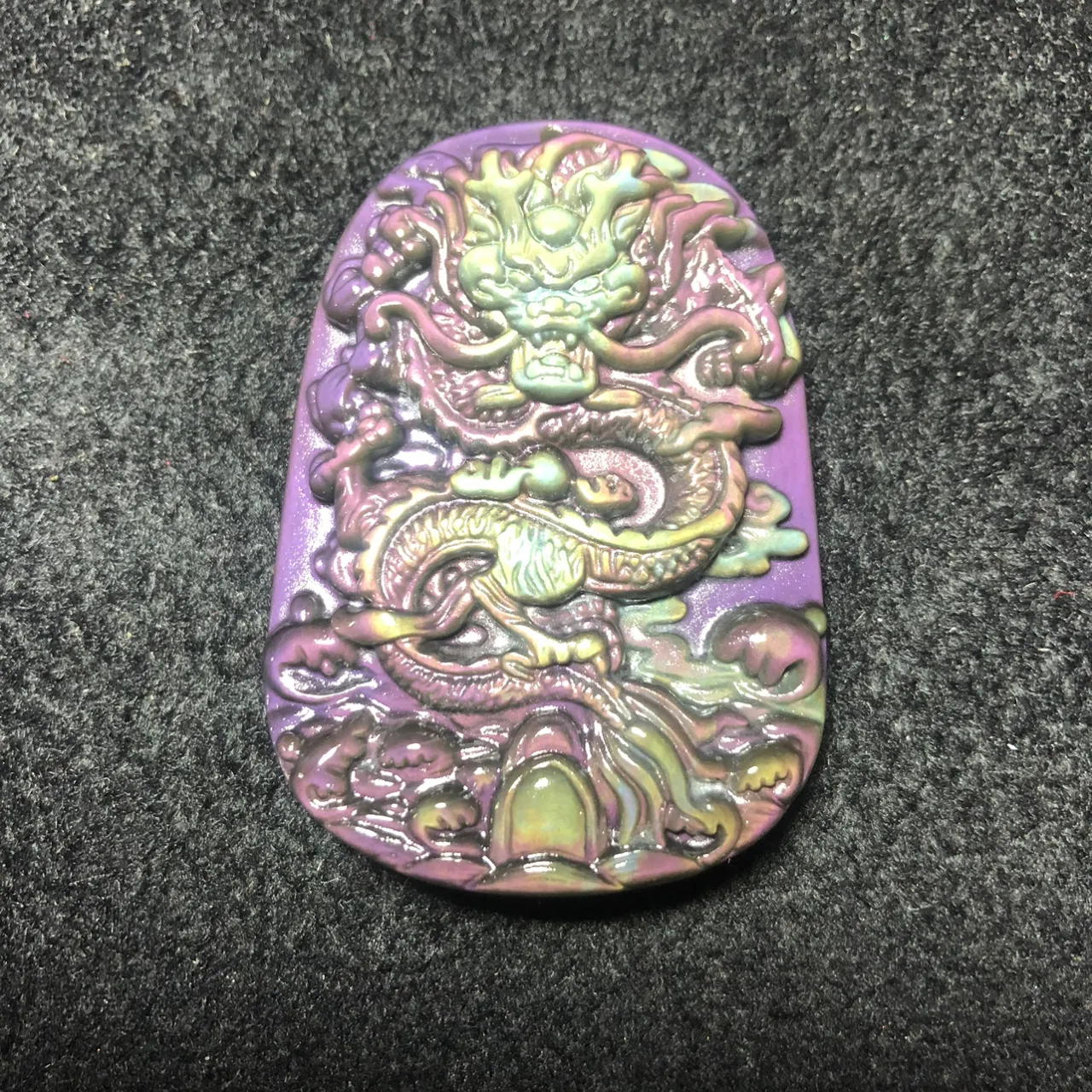 彩虹眼黑曜石龙牌吊坠本命年礼物送男朋友礼物