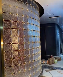 玻璃砖隔断墙水晶挂片屏风透明方形彩色水晶砖别墅客厅卫生间