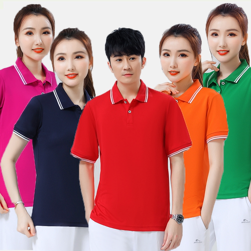 晋冠夏季新款短袖翻领运动T恤广场舞服装中老年大码团体服polo衫