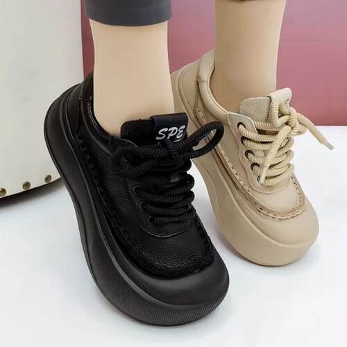 真皮鞋子女2025新款轻便厚底单鞋