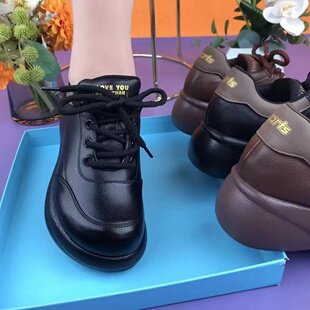 厚底松糕鞋女2025新款真皮复古系带小皮鞋女休闲百搭头层牛皮单鞋