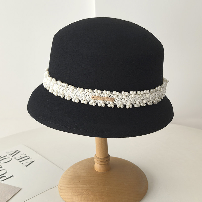 优雅赫本风珍珠羊毛呢渔夫帽子女秋冬法式复古显脸小盆帽百搭礼帽,服饰配件/皮带/帽子/围巾,帽子,淘宝优惠券,粉丝福利购,淘宝优惠卷