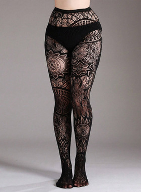 跨境太阳神网格袜黑色显瘦性感暗黑镂空JK百搭ins打底袜裤丝袜连