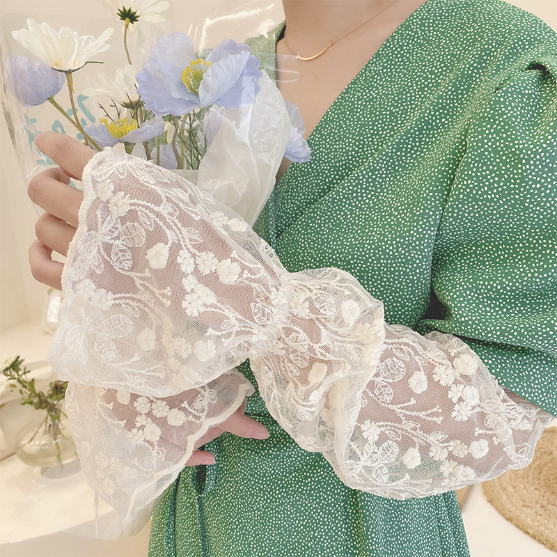 JAPAN PURCHASING GP SUMMER LACE SUNSCREEN SLEEVE COVER HOLLOW ARM GUARD ICE SLEEVE WOMENS LOOSE GLOVES ARM SLEEVE