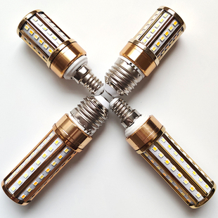 无频闪超亮led玉米灯泡E14E27螺口电镀金色水晶玉石吊灯三色变光