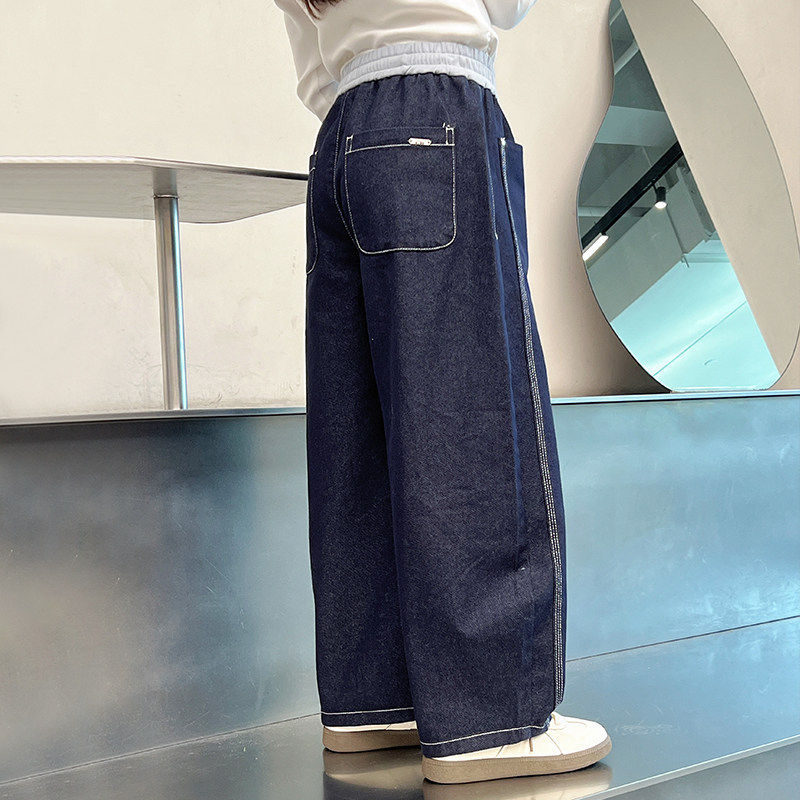 女童直筒牛仔裤儿童洋气阔腿裤子大童休闲宽松长裤2026春秋装新款