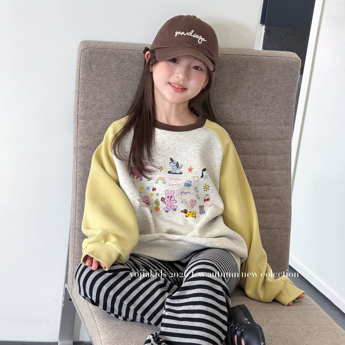 YOJIA女童卫衣春秋2026新款洋气圆领小女孩长袖上衣内搭儿童秋装