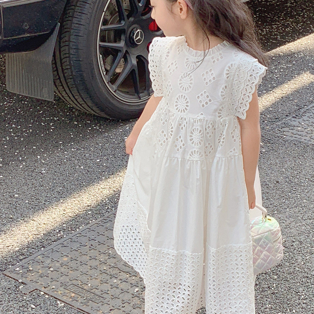 小红鱼女童夏装连衣裙2026儿童蕾丝白色夏季裙子亲子装无袖公主裙