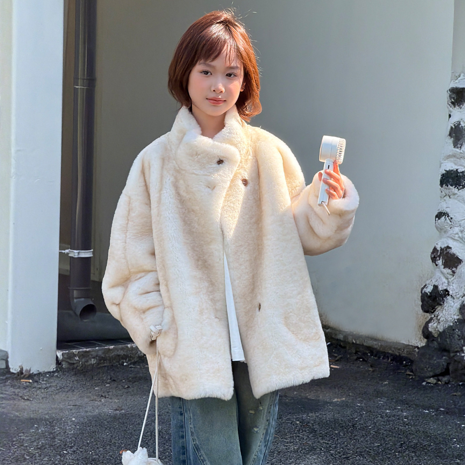 儿童皮草外套2026冬新款仿獭兔毛皮毛一体真毛质感男女童毛毛大衣