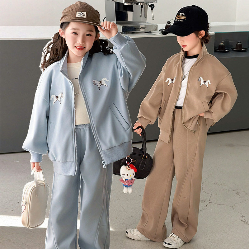 女童春装运动套装2026新款儿童春季外套女大童学生休闲卫衣两件套