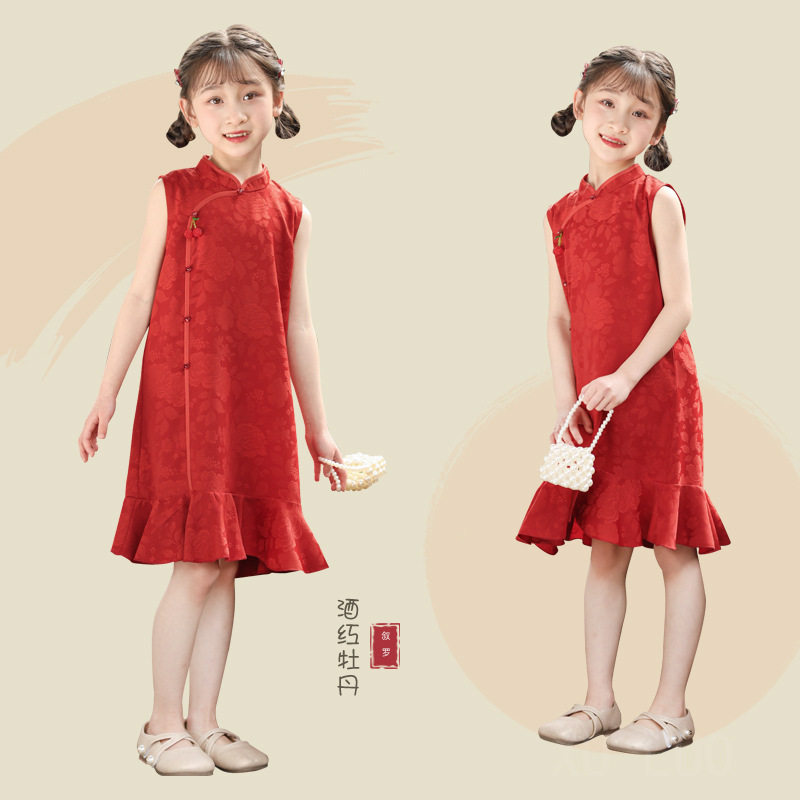 新中式童装礼服女童新中式复古连衣裙2026夏季小女孩气质国风旗袍