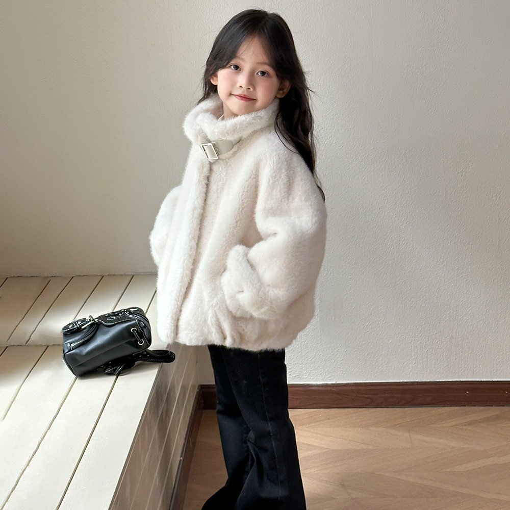 女童加绒外套秋冬2026新款洋气儿童毛毛衣上衣女孩加厚冬装毛绒衣