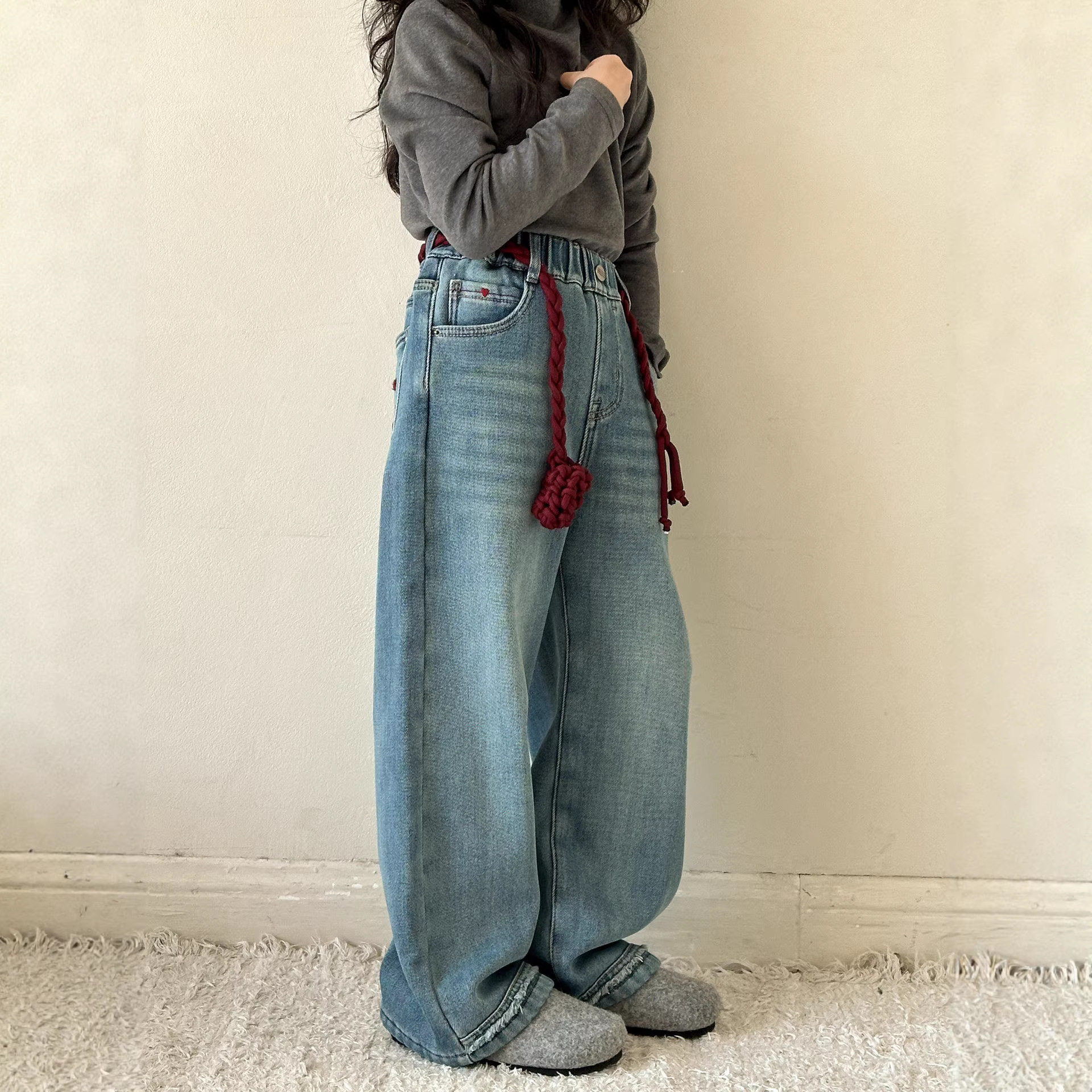 小红鱼女童加绒裤子冬装保暖儿童牛仔裤加厚2026新款一体绒直筒裤,童装/婴儿装/亲子装,儿童牛仔裤,淘宝优惠券,粉丝福利购,淘宝优惠卷