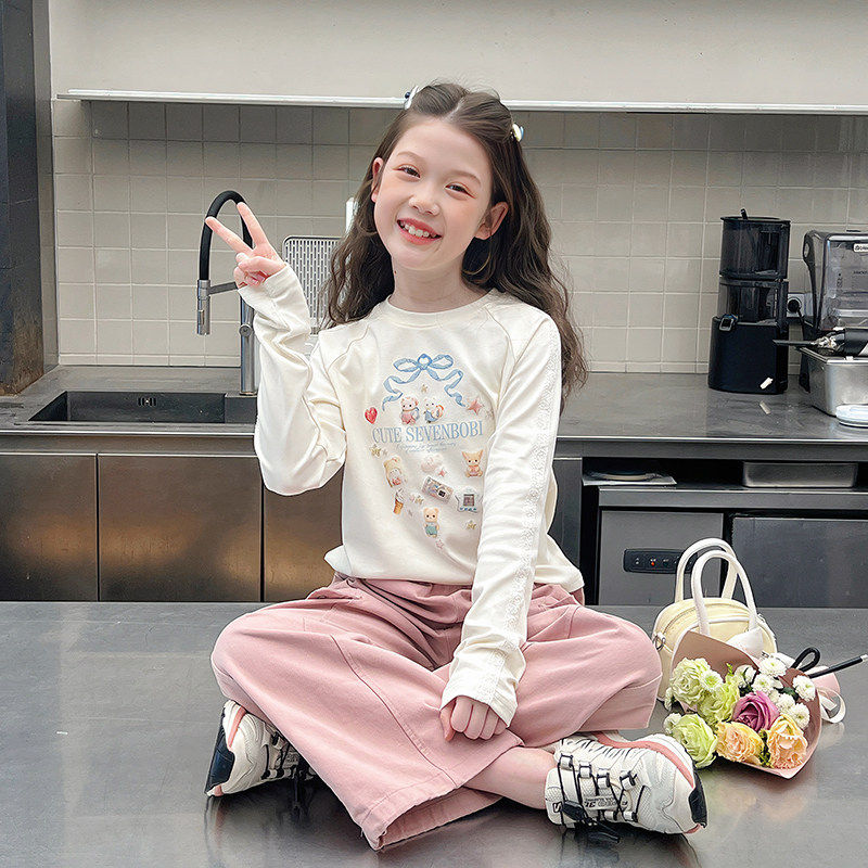 女童内搭长袖白t恤儿童洋气修身打底衫大童上衣2026春秋装新款