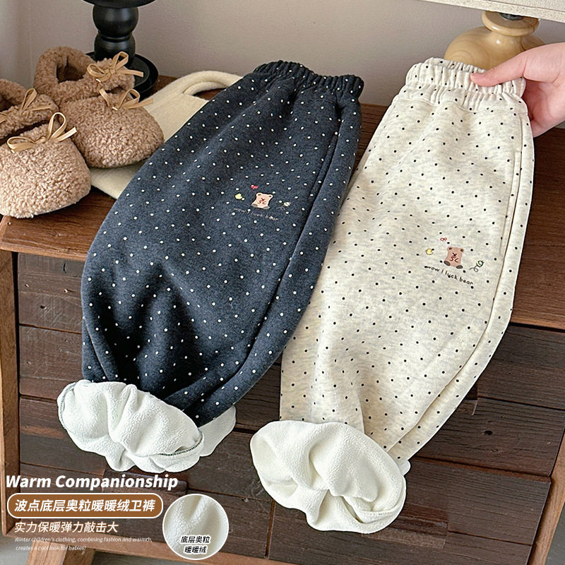 谢金毛女童加绒运动裤秋冬加厚保暖棉裤儿童冬季休闲裤子一条过冬