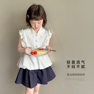雨晨童装女童娃娃衫夏季新款温柔洋气甜美宝宝衬衫上衣