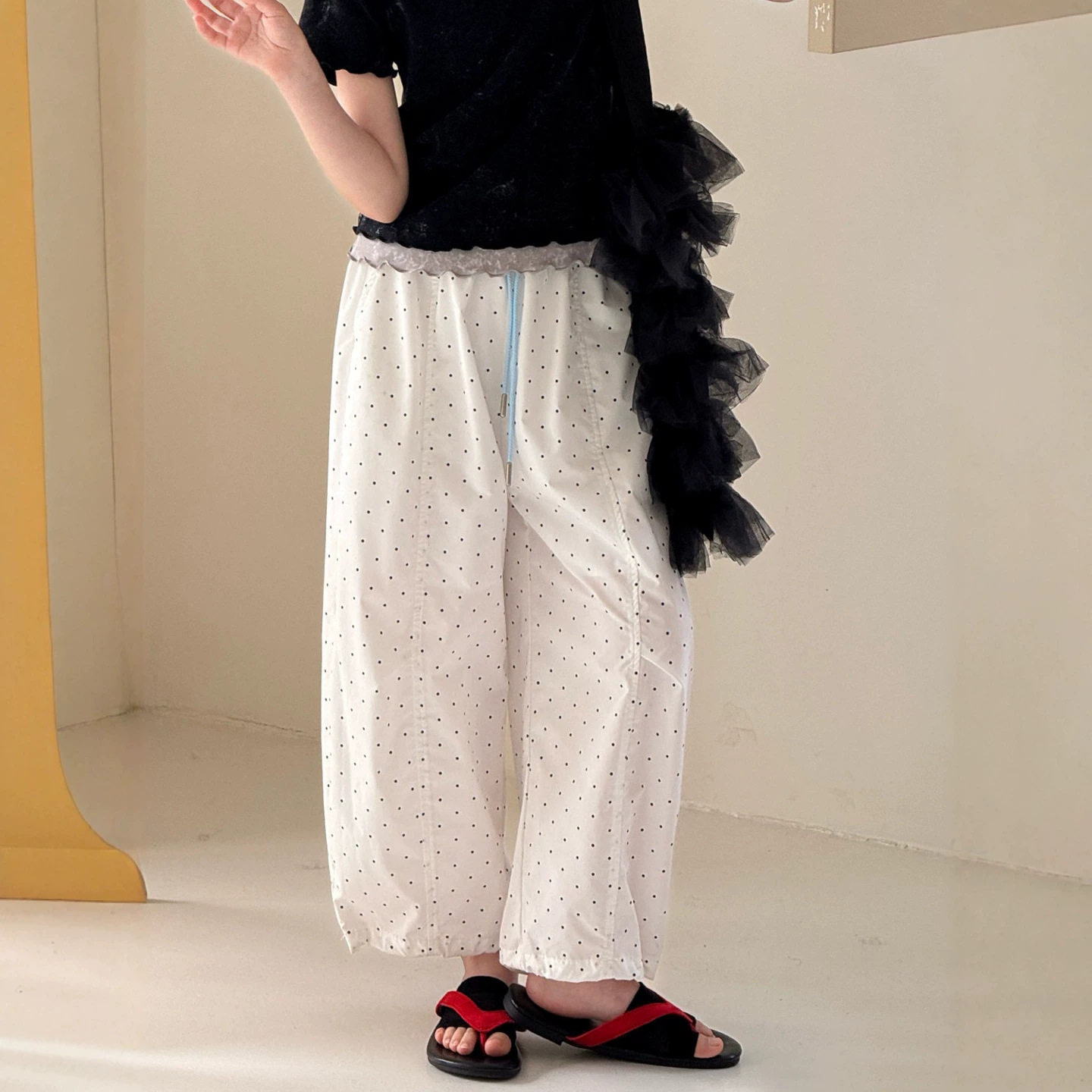 小红鱼女童波点裤子夏季薄款2026亲子装夏装速干气球裤轻薄防蚊裤