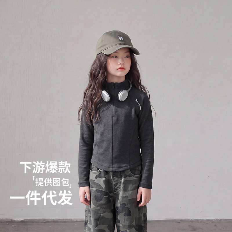 韩系女童秋装外套新款儿童初秋上衣小女孩秋季洋气拉链开衫小学生