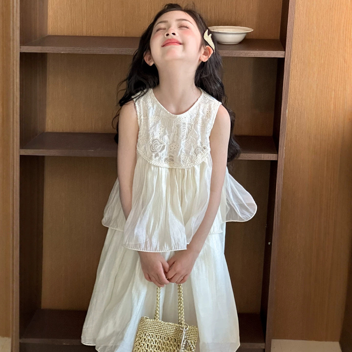 小红鱼女童无袖连衣裙夏季2026新款韩国童装女孩夏季亲子装公主裙