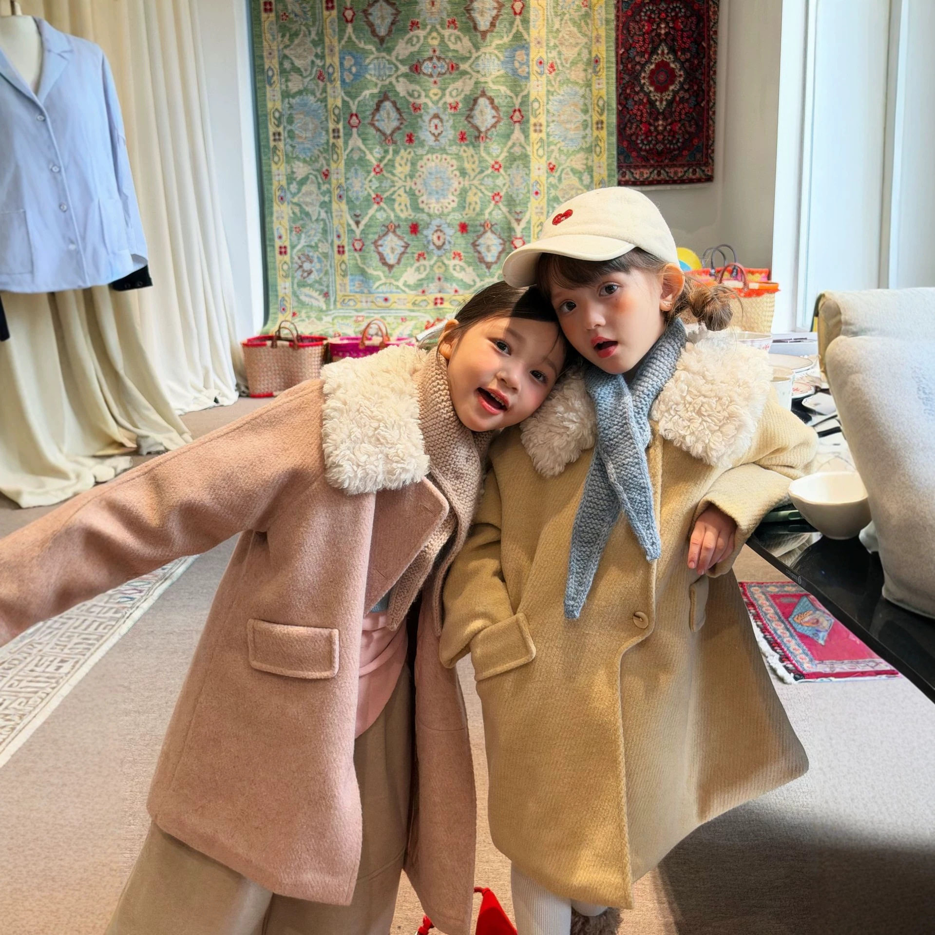 女童2026秋冬新款韩版洋气百搭中长款羊羔毛翻领大衣儿童时髦外套