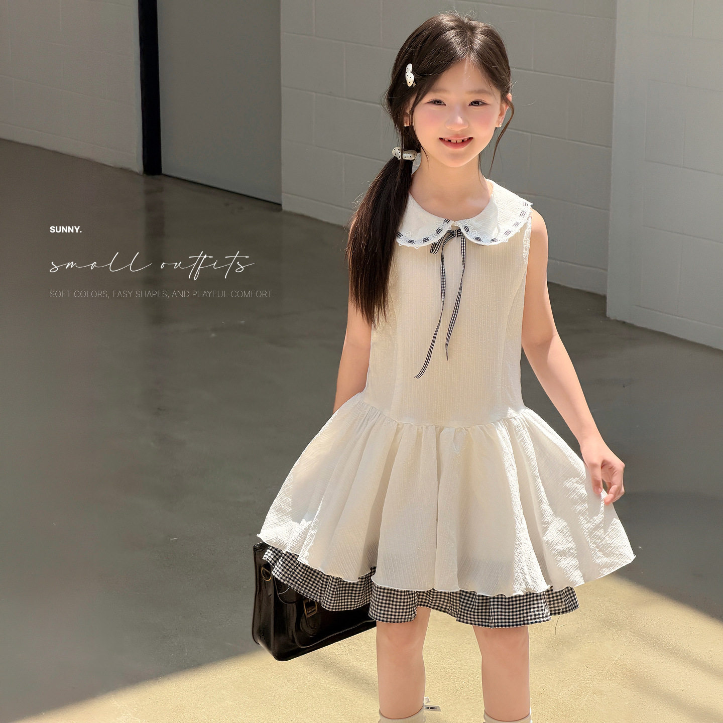 Miaxdx童装女童连衣裙夏季新款甜美格纹公主裙蓬蓬裙